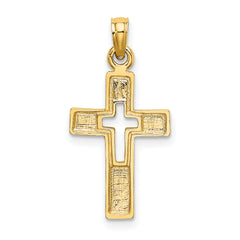 10K Polished and Cut-Out Cross Charm