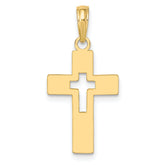 10K Polished Cut-Out Cross Charm