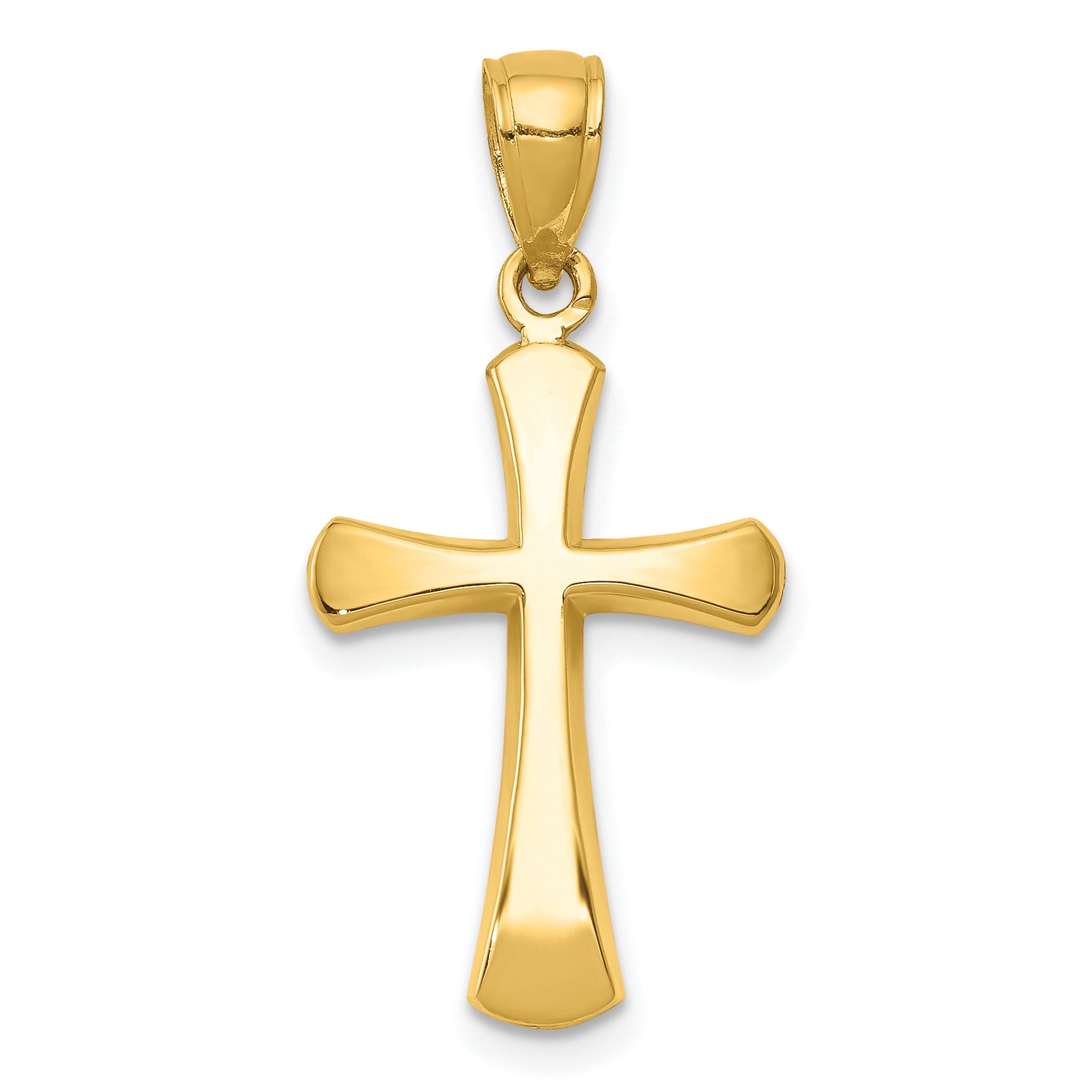 10K Polished Beveled Cross w/ Round Tips Charm