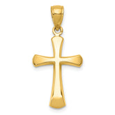 10K Polished Beveled Cross w/ Round Tips Charm