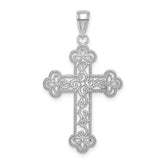 10K White Gold Textured Beaded Edge Cross Charm