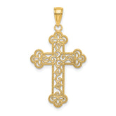 10K Textured Beaded Edge Cross Charm