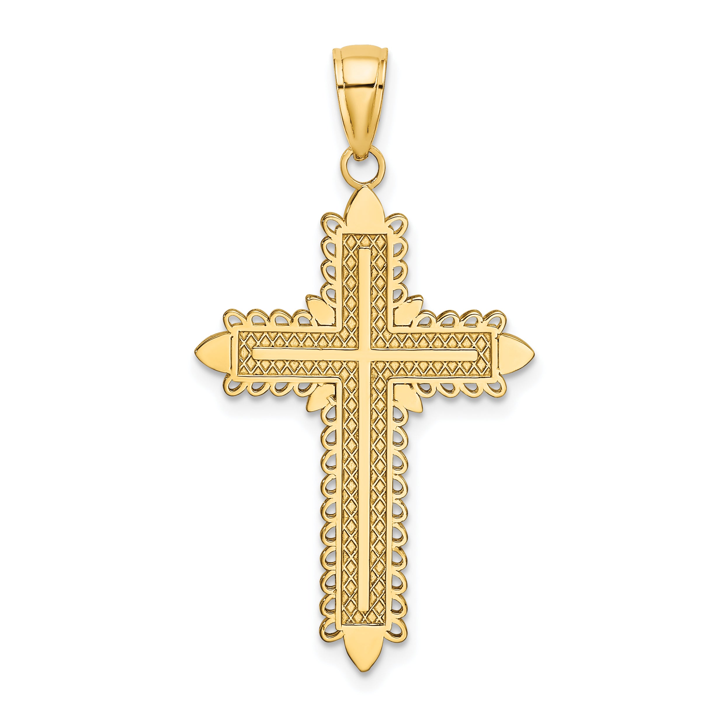 10K w/ Lace Border Cross Charm