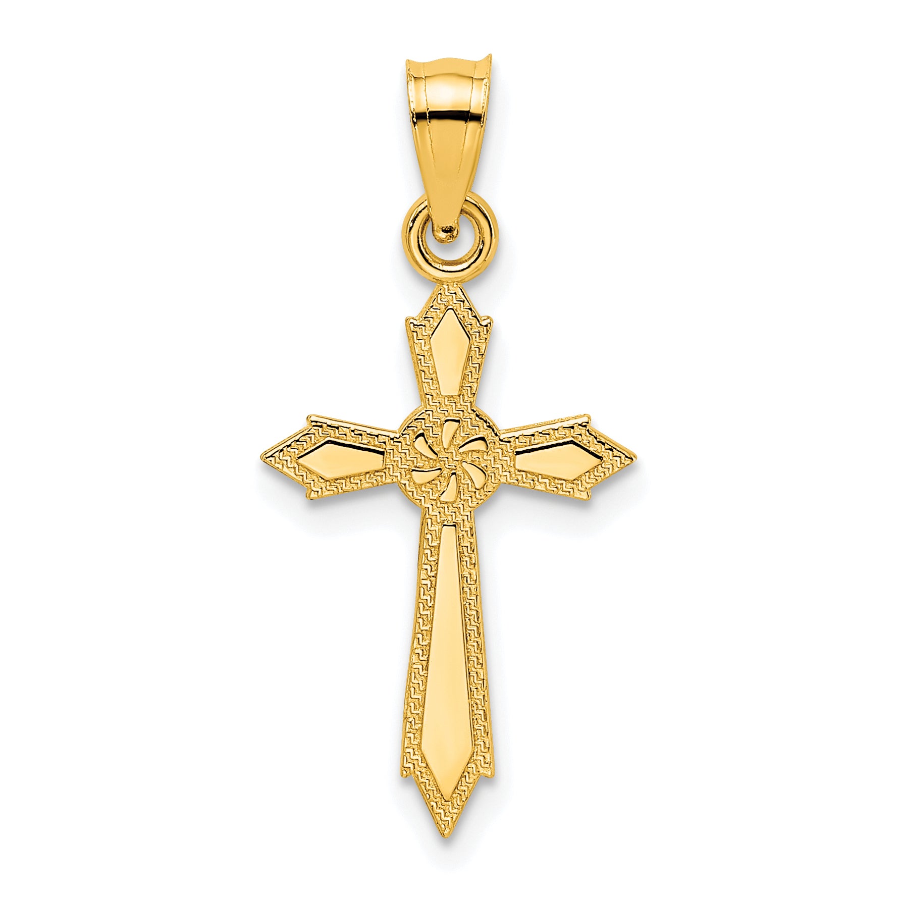 10K w/ Engraved Edges Cross Charm