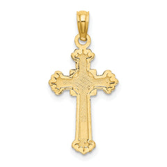 10K Textured Leaves On Edges Cross Charm