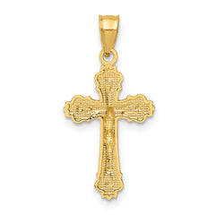 10K W/ Textured Scalloped Edge Crucifix Charm