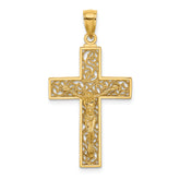 10K Textured Swirl Design Crucifix Charm