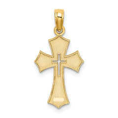 10K Textured Cut-Out Center Cross Charm