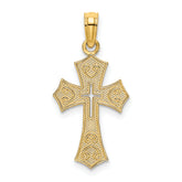 10K Textured Cut-Out Center Cross Charm
