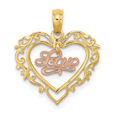 10K Two-Tone LOVE In Heart Charm