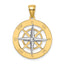 10K w/Rhodium Nautical Compass White Needle Charm