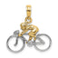 10K Yellow Gold W/ Rhodium 3-D Bicycle with Rider Charm - Sophia Jewelers