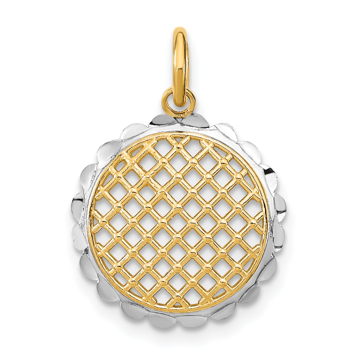 10K w/Rhodium D/C Sunflower Pendant Charm