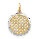 10K w/Rhodium D/C Sunflower Pendant Charm