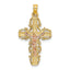 Crucifix Charm in 10K Two-Tone Gold with Lace Trim, 15x22mm - Sophia Jewelers
