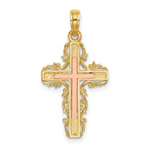 10K Two-Tone w/ Lace Trim Cross Charm