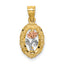 10K Two-tone w/White Rhodium Rose In Oval Frame Charm