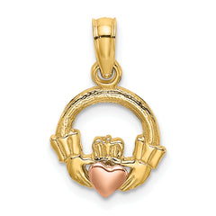 10k Two-Tone Claddagh w/ Heart Charm
