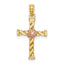 10K Two-Tone Gold Two-Tone Twisted Cross w/ Flower Charm