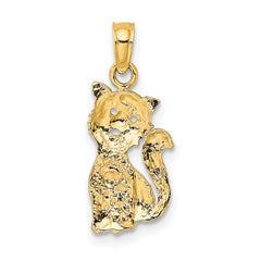10k Two-Tone Cat w/ Heart Charm