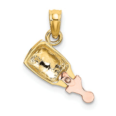 10k Two-Tone Baby Bottle Charm