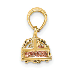 10K Two-tone 3D Lobster Trap W/Moveable Lobster Pendant