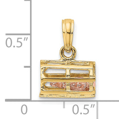 10K Two-tone 3D Lobster Trap W/Moveable Lobster Pendant