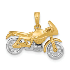 10k Two-tone 3-D Moveable Motorcycle Charm