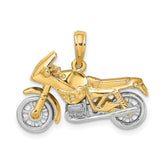 10k Two-tone 3-D Moveable Motorcycle Charm