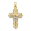 10K Two-Tone Gold Two-tone Textured w/ Lace Trim Crucifix Charm