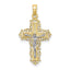 Lace Trim Crucifix Charm in 10K Two-Tone Gold, 27mm Textured - Sophia Jewelers