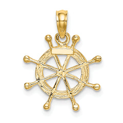 10K w/ Rhodium Ships Wheel Pendant