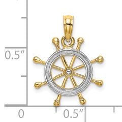 10K w/ Rhodium Ships Wheel Pendant