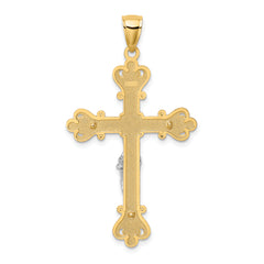 10k Two-Tone Engraved Crucifix Charm