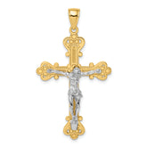 10k Two-Tone Engraved Crucifix Charm