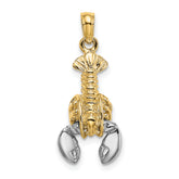 10K w/Rhodium 2-D Moveable Lobster Charm