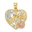 #1 Mom Heart Charm in 10K Two-Tone Gold, 22mm - Sophia Jewelers