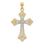 10K W/ Rhodium Scalloped Edges Cross Charm