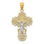 Lace Trim Crucifix Charm in 10K Two-Tone Gold, 33mm - Sophia Jewelers