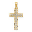 10K w/ Rhodium D/C Filigree Cross Pendant