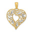10K W/ Rhodium D/C Filigree Heart Charm - Sophia Jewelers