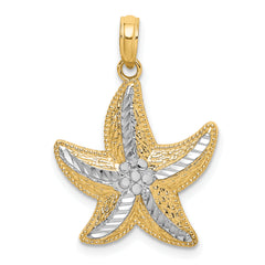10K Rhodium D/C Small Starfish Charm