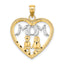 10K W/ Rhodium Heart With 2 Kids MOM Charm