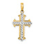 10K None w/ Rhodium D/C Cross Pendant