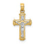 10K W/ Rhodium Polished Block Crucifix INRI Charm