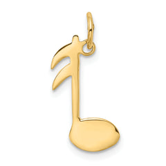 10k Polished Flat-Backed Musical Note Charm