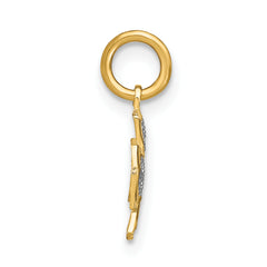 10K w/Rhodium and D/C Hearts In Cross Charm