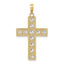 Cut-Out Cross Charm in 10K Two-Tone Gold, 29mm Diamond-Cut - Sophia Jewelers