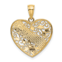 10K Two-tone w/White Rhodium GRANDMA Heart Charm