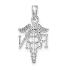 10K White Gold RN Caduceus Pendant